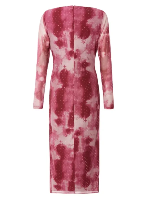 Quiz Pink Petite Marble Print Midaxi Dress