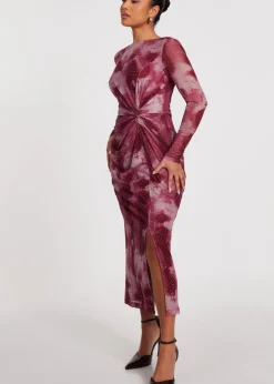 Quiz Pink Petite Marble Print Midaxi Dress