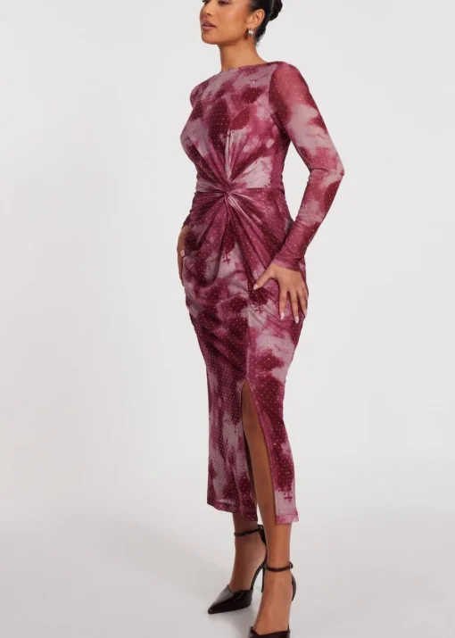 Quiz Pink Petite Marble Print Midaxi Dress