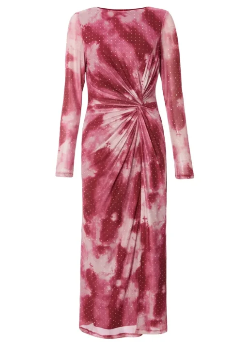 Quiz Pink Petite Marble Print Midaxi Dress