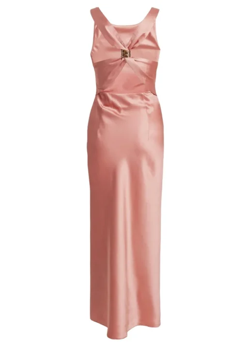 Quiz Pink Petite Satin Ruched Midaxi Dress