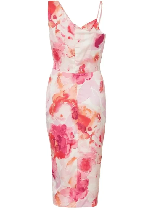 Quiz Pink Petite Tropical Print Midi Dress