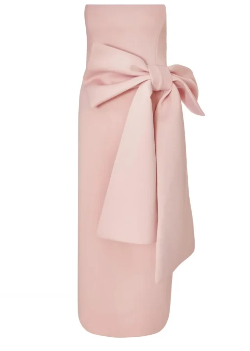 Quiz Pink Strapless Bow Midaxi Dress