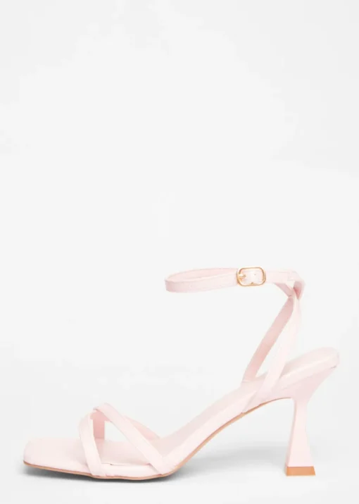 Quiz Pink Strappy Flared Heels