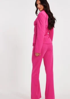 Quiz Pink Woven Flared Trousers