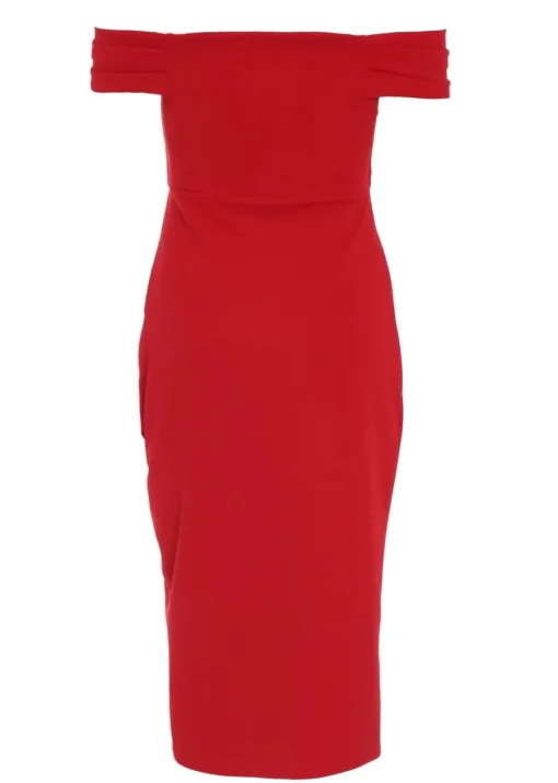 Quiz Red Bardot Midi Wrap Dress