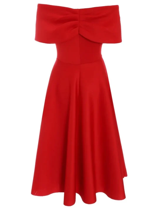 Quiz Red Bardot Skater Midi Dress