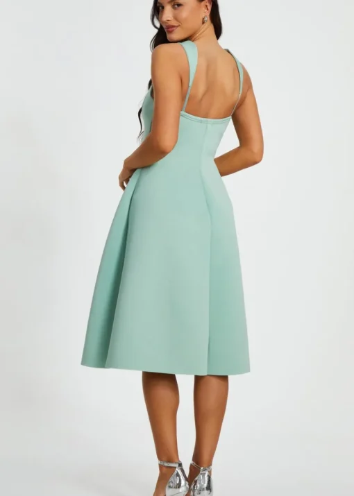 Quiz Sage Diamante Bow Midi Dress