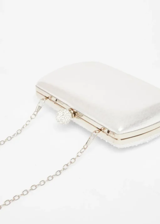 Quiz Silver Diamante Curve Box Bag