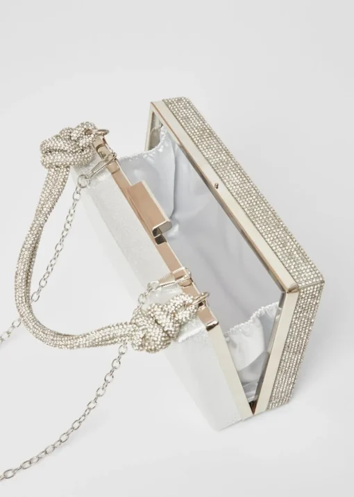 Quiz Silver Diamante Knot Top Handle Bag
