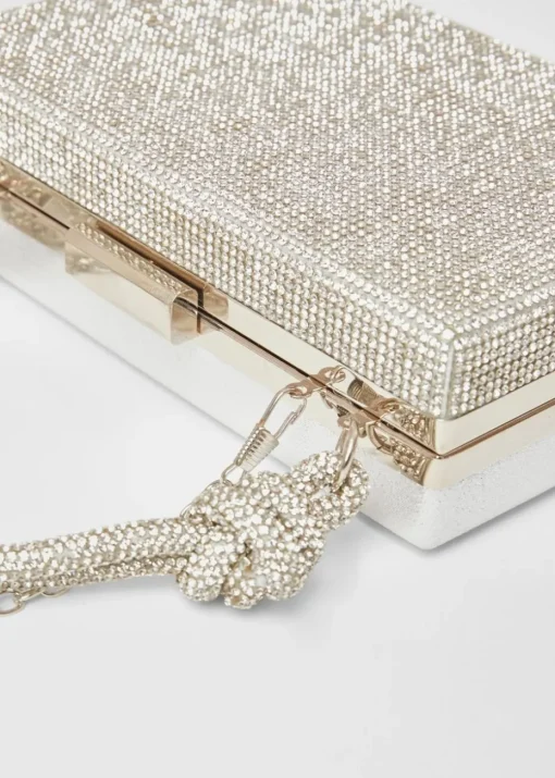 Quiz Silver Diamante Knot Top Handle Bag