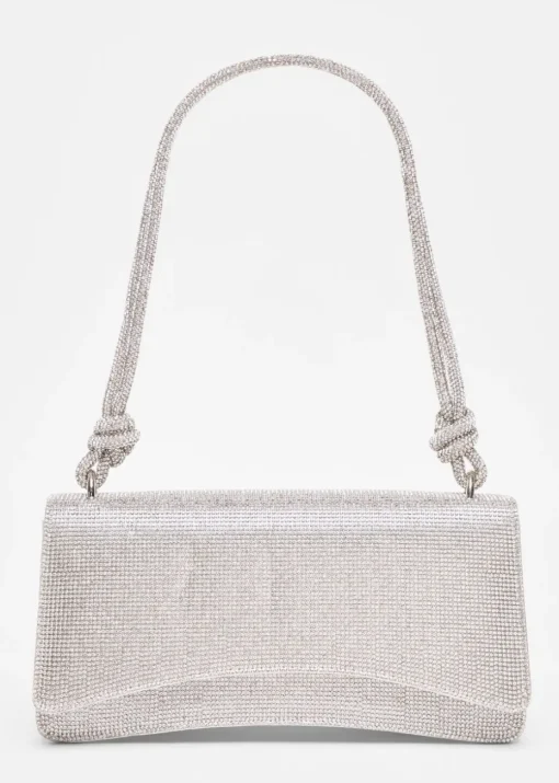 Quiz Silver Diamante Shoulder Bag