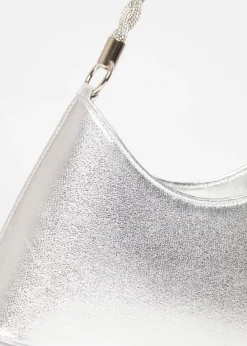 Quiz Silver Diamante Twist Handle Bag