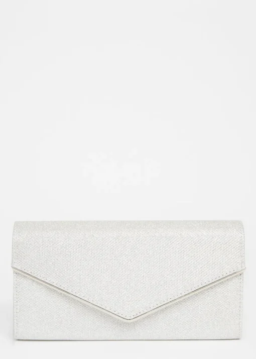 Quiz Silver Thin Clutch Bag