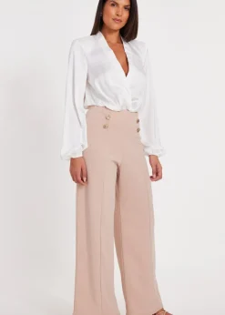 Quiz Stone Button Detail Palazzo Trousers