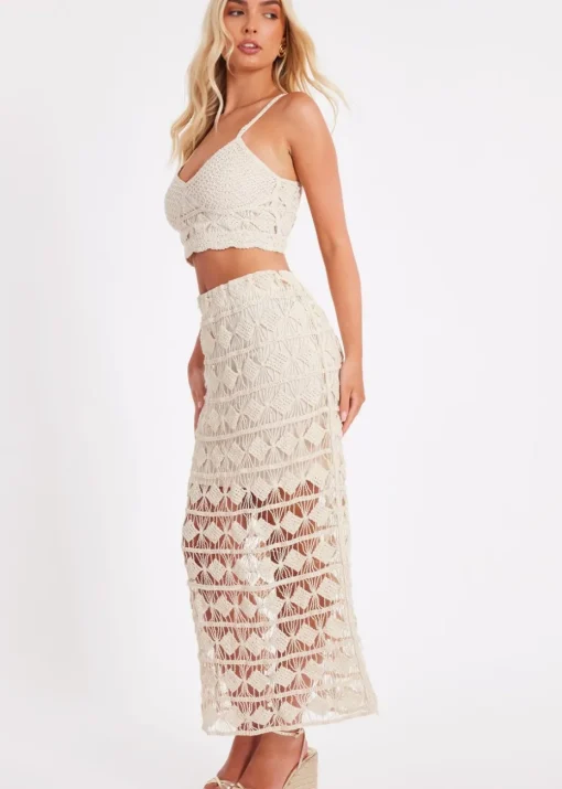 Quiz Stone Crochet Midaxi Skirt
