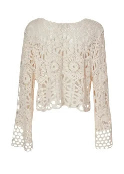 Quiz Stone Crochet Tie Front Cardigan