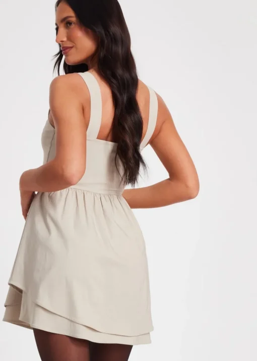 Quiz Stone Double Layered Skater Dress