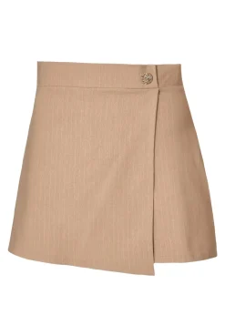 Quiz Stone Pinstripe Wrap Skort