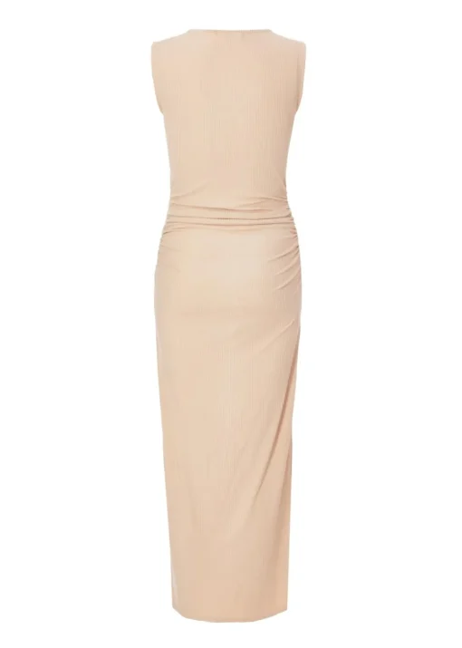 Quiz Stone Ribbed Midaxi Dress