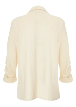 Quiz Stone Textured Ruched Sleeve Blazer