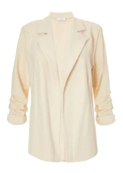 Quiz Stone Textured Ruched Sleeve Blazer