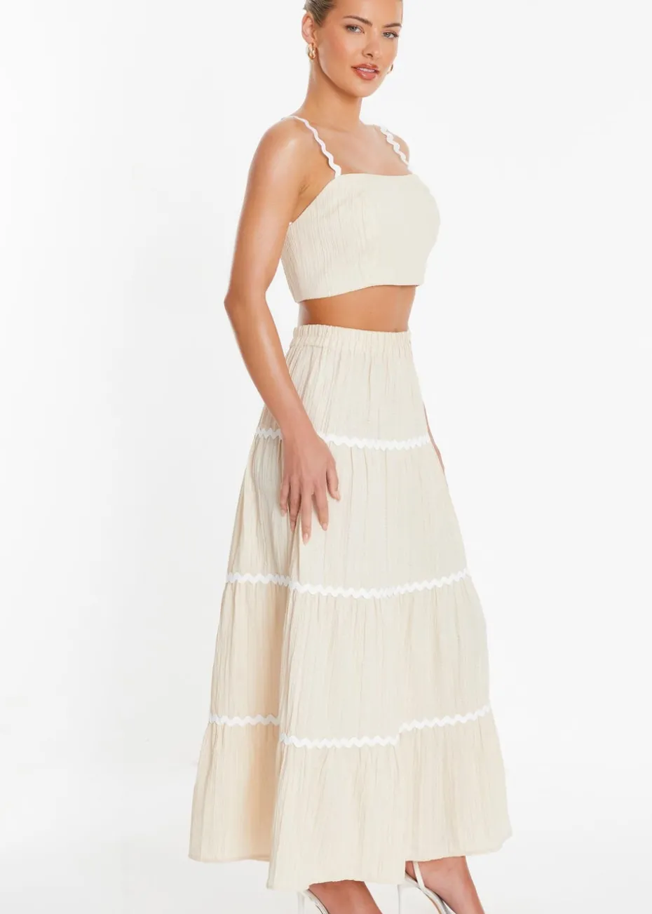 Quiz Stone Wavy Trim Maxi Skirt