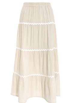 Quiz Stone Wavy Trim Maxi Skirt