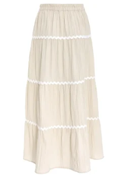 Quiz Stone Wavy Trim Maxi Skirt