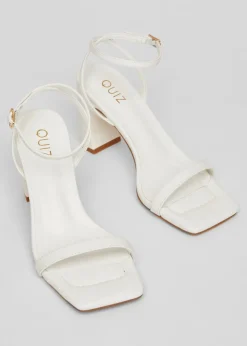 Quiz White Barely There Block Heels