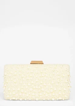 Quiz White Bridal Pearl Box Bag