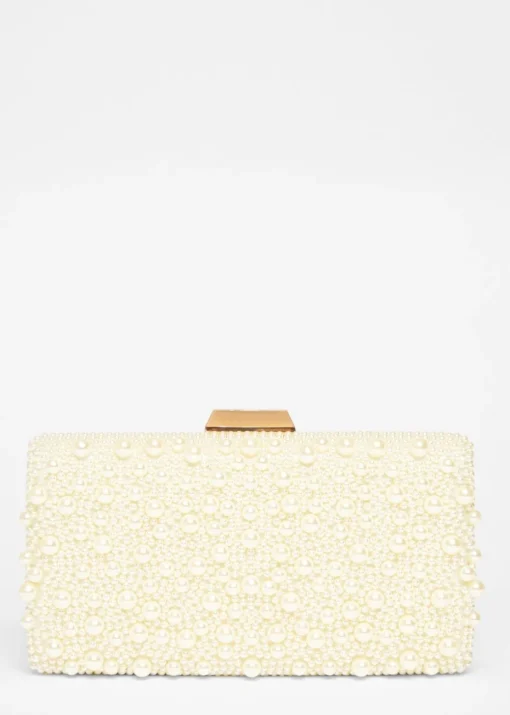 Quiz White Bridal Pearl Box Bag