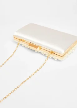 Quiz White Bridal Pearl Box Bag