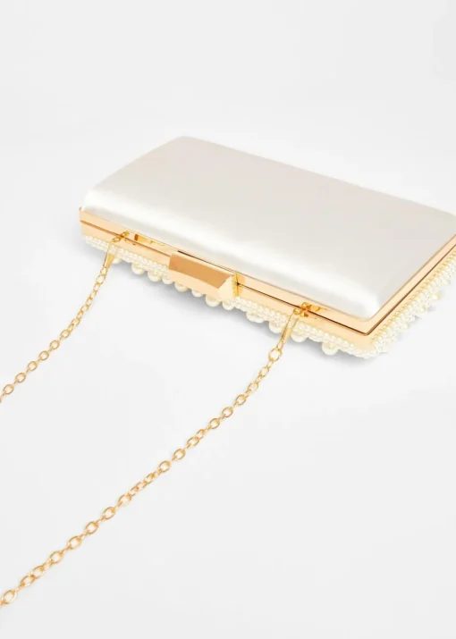 Quiz White Bridal Pearl Box Bag