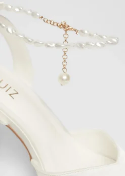 Quiz White Bridal Satin Court Heels