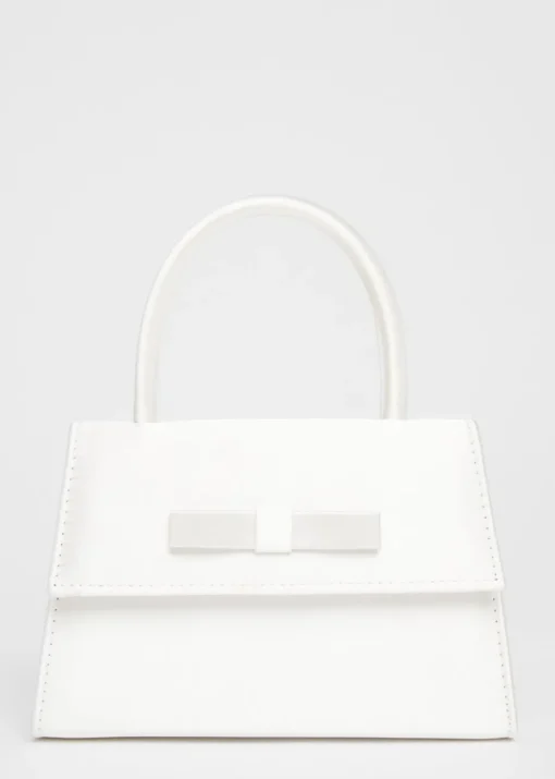 Quiz White Bridal Satin Top Handle Bag