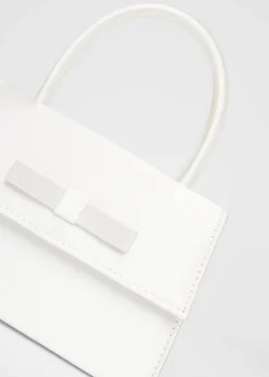 Quiz White Bridal Satin Top Handle Bag
