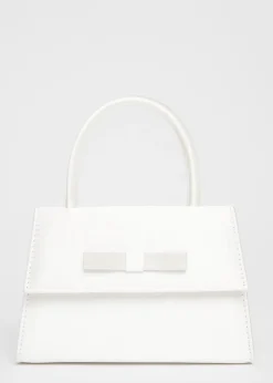 Quiz White Bridal Satin Top Handle Bag