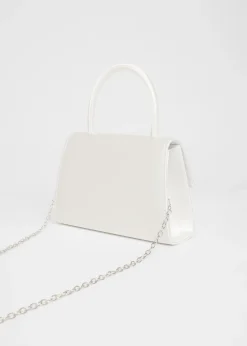 Quiz White Bridal Satin Top Handle Bag