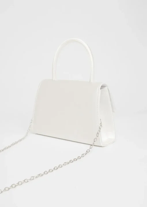 Quiz White Bridal Satin Top Handle Bag