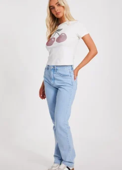 Quiz White Cherry Print Top