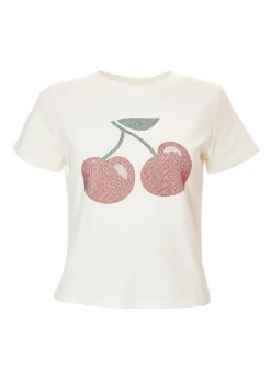 Quiz White Cherry Print Top