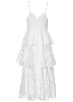 Quiz White Chiffon Floral Midaxi Dress