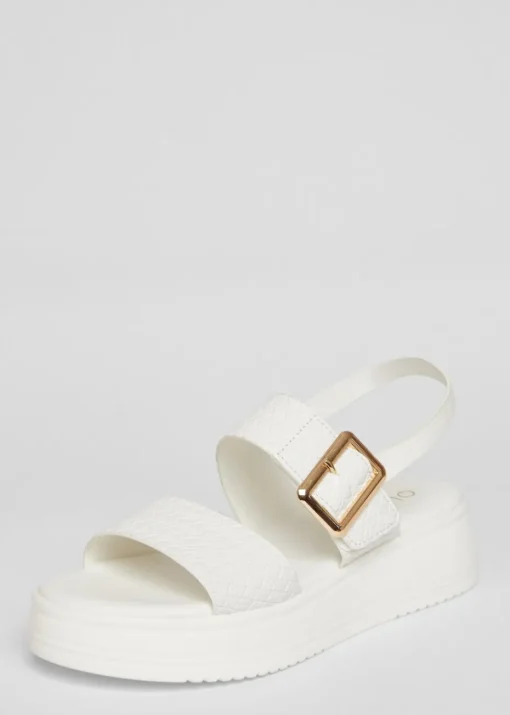 Quiz White Chunky Buckle Sandals