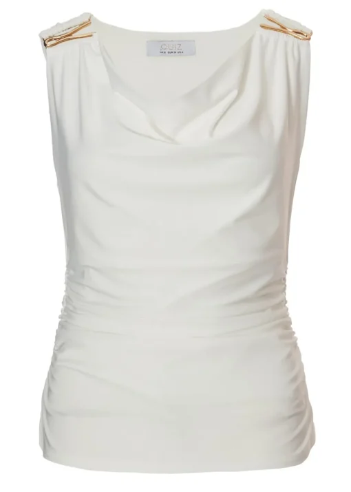 Quiz White Cowl Neck Top