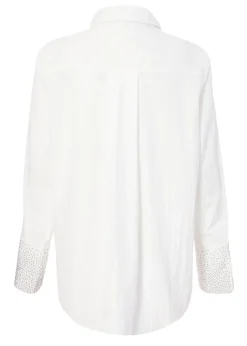 Quiz White Diamante Cuff Shirt