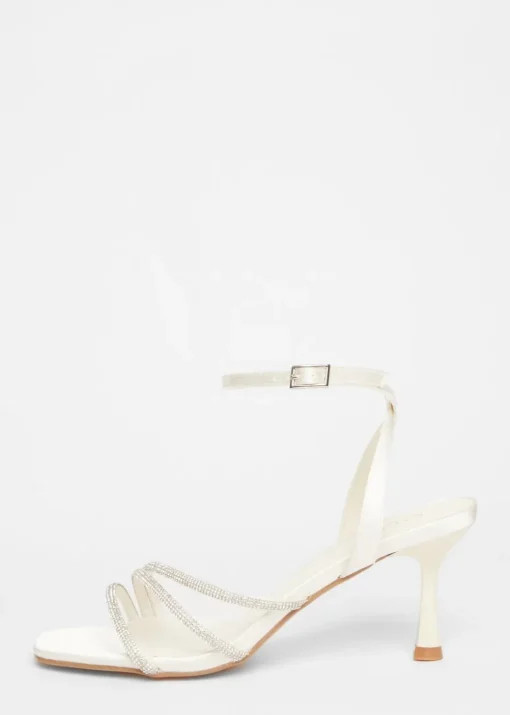 Quiz White Embellished Heels