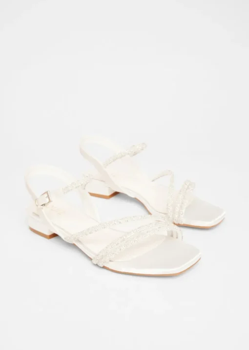 Quiz White Embellished Strappy Sandals