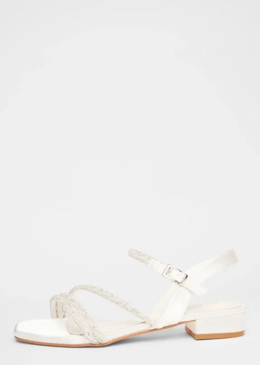 Quiz White Embellished Strappy Sandals