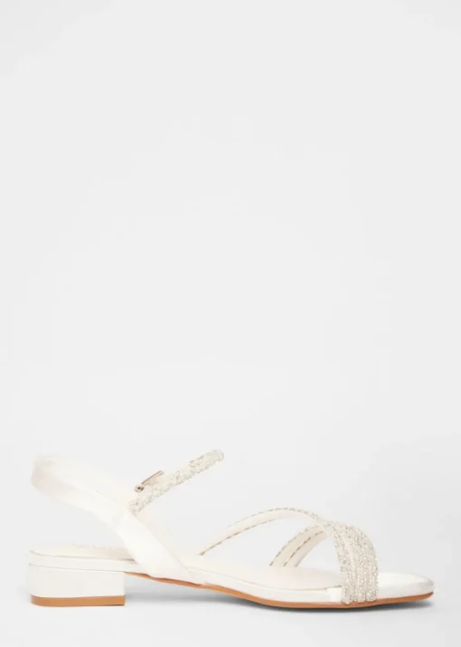 Quiz White Embellished Strappy Sandals